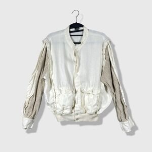 Jack Taylor Beverly Hills Bomber Jacket Mens M White Linen Knit Avant Garde